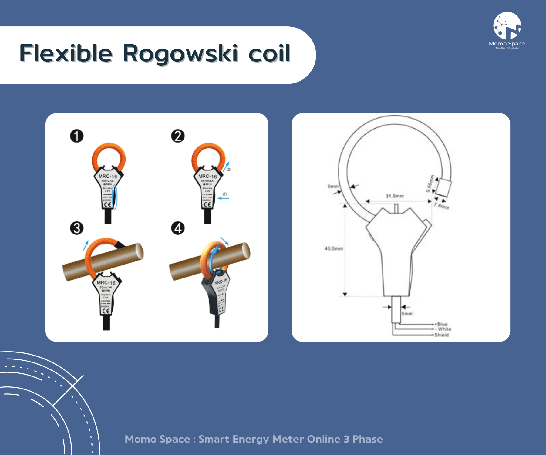 Smart Meter 3 Phase Online (4G) – CT Flexible Rogowski Coil ชุดวัดพลังงานไฟฟ้า 3 เฟสออนไลน์ การเชื่อมต่อแบบ 4G Sim 2